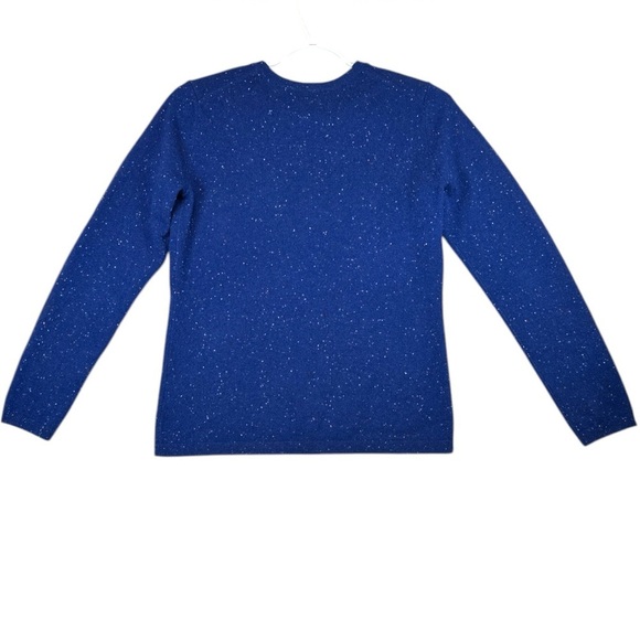 Lands End Blue Cashmere Cardigan Sweater Nepped Confetti Print Size XS Cozy Chic - Picture 3 of 14